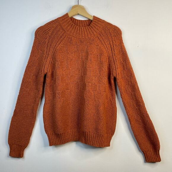 Prana Sky Meadow Chunky Knit mock Neck Cotton Blend Slouchy sweater womens S New - Picture 2 of 15